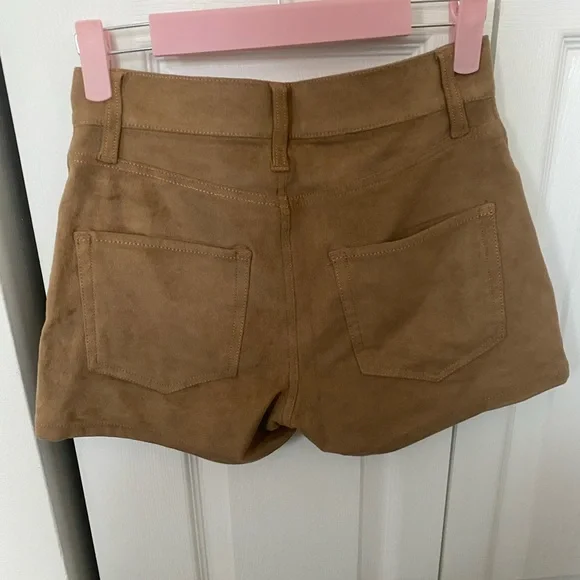 Tan Button-Up Women Shorts - Picture 2 of 4